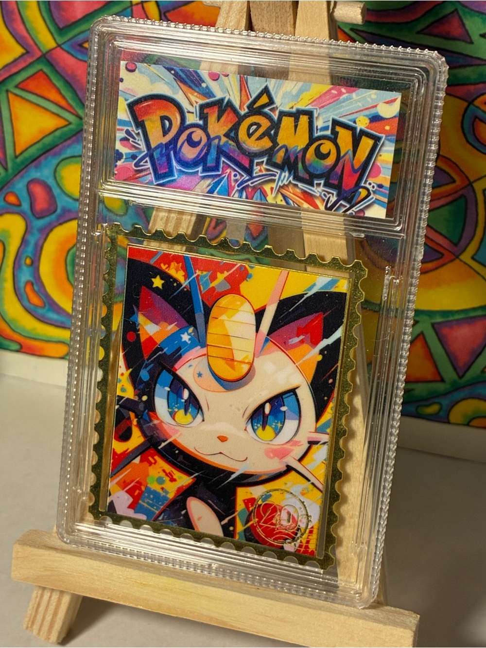 Rare Meowth Pokemon Metal Stamp Card Colorful Serialized 40/94 with Slab